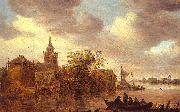 Jan van  Goyen A Church and a Farm on the Bank of a River painting